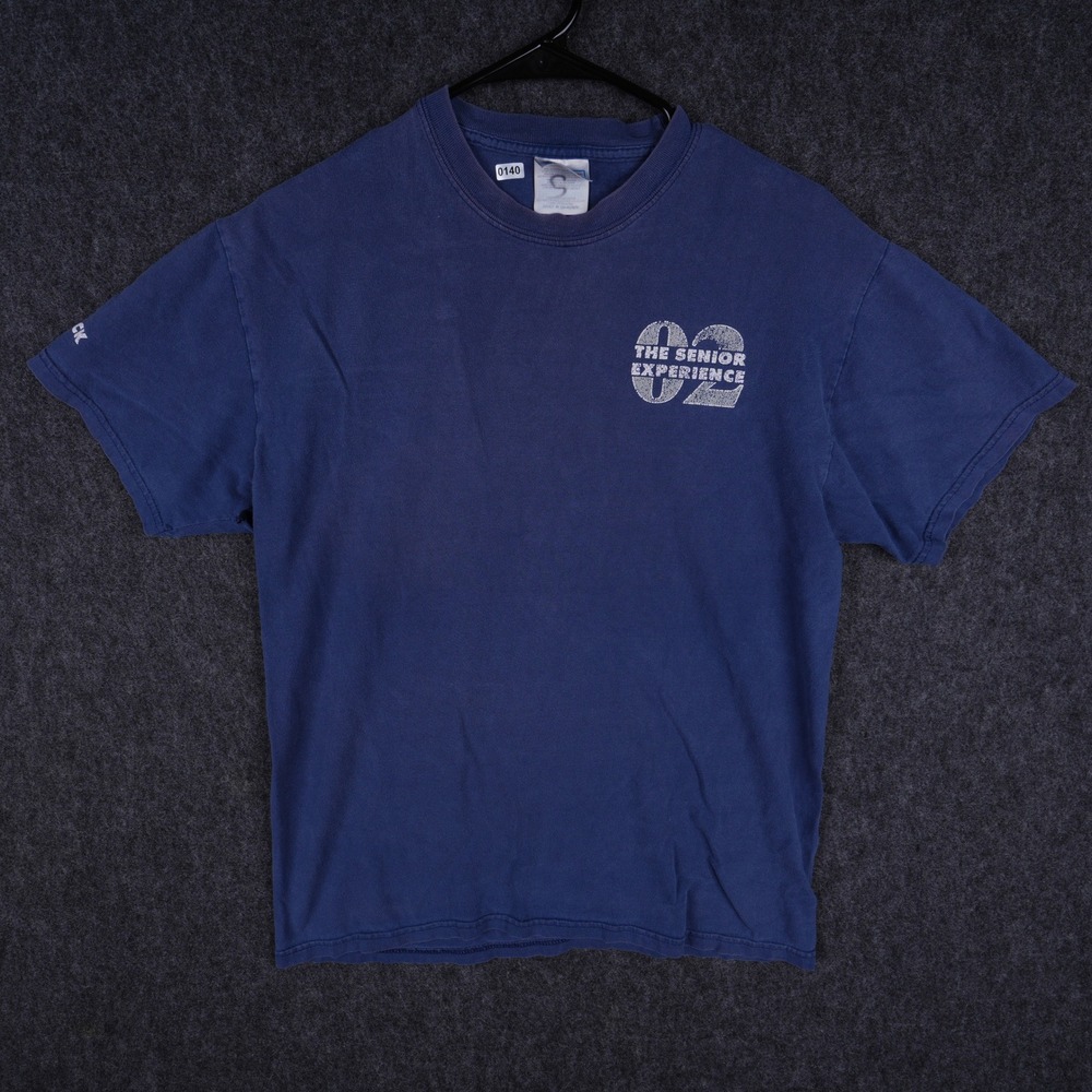 2002 Vintage Hanes Beefy-T Graphic T-Shirt Mens M Blue Good Faded East Meck